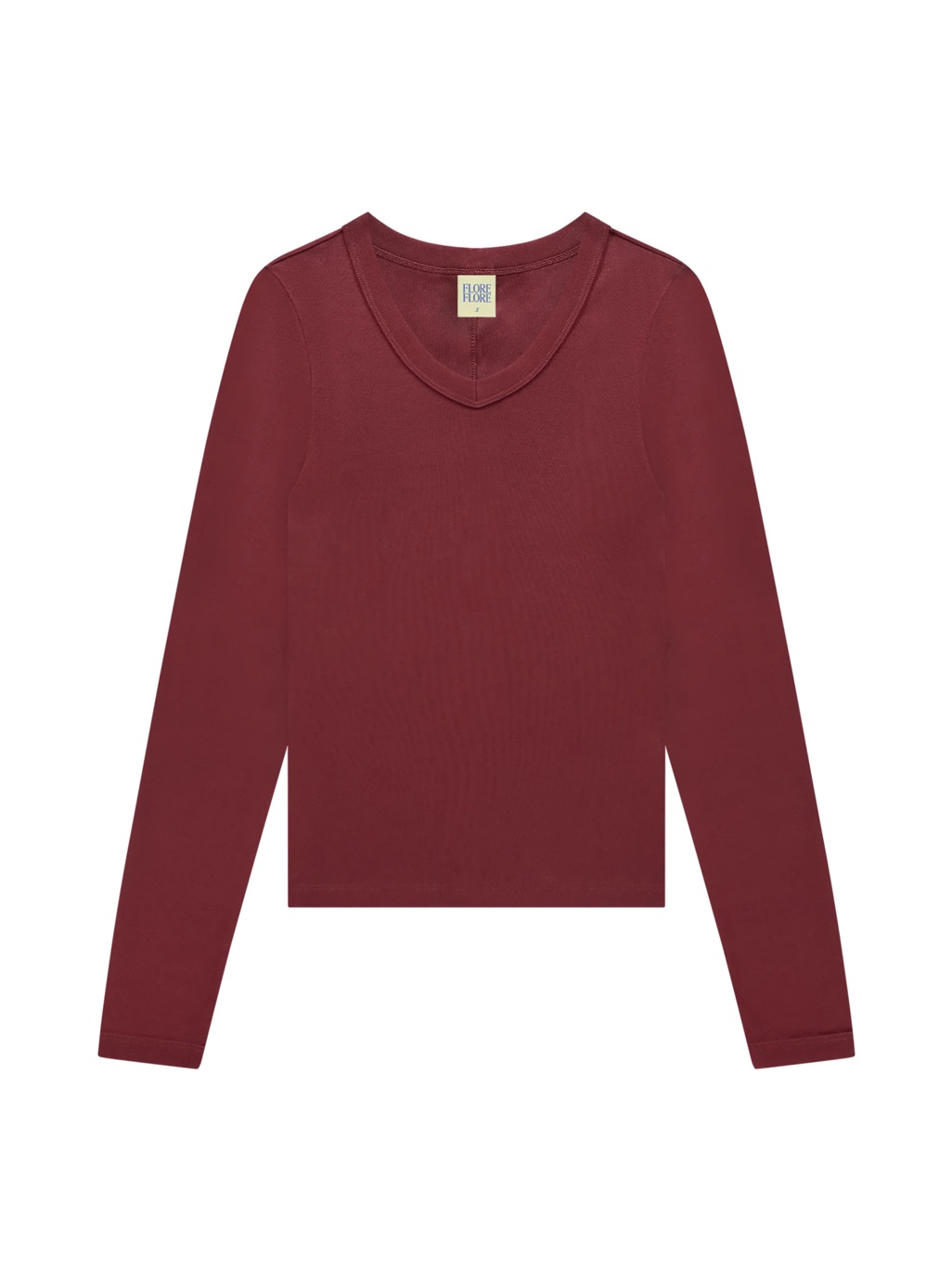 Rare Flore Flore Jill V-Neck Long-Sleeve Top - Burgundy L